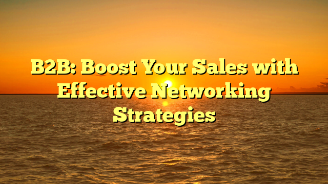 B2B: Boost Your Sales with Effective Networking Strategies