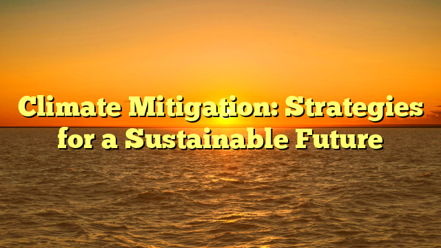 Climate Mitigation: Strategies for a Sustainable Future